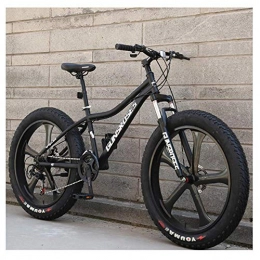 FANG Bike FANG 26 Inch Mountain Bikes, High-carbon Steel Hardtail Mountain Bike, Fat Tire All Terrain Mountain Bike, Women Men's Anti-Slip Bikes, Black, 27 Speed 5 Spoke