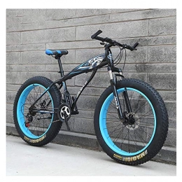 FANG Fat Tyre Mountain Bike FANG Adult Mountain Bikes, Boys Girls Fat Tire Mountain Trail Bike, Dual Disc Brake Hardtail Mountain Bike, High-carbon Steel Frame, Bicycle, Blue A, 24 Inch 27 Speed