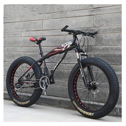 FANG Fat Tyre Mountain Bike FANG Adult Mountain Bikes, Boys Girls Fat Tire Mountain Trail Bike, Dual Disc Brake Hardtail Mountain Bike, High-carbon Steel Frame, Bicycle, Red B, 26 Inch 27 Speed