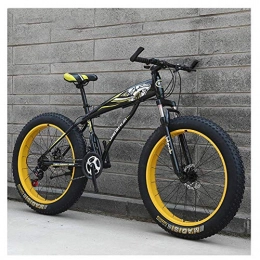 FANG Fat Tyre Mountain Bike FANG Adult Mountain Bikes, Boys Girls Fat Tire Mountain Trail Bike, Dual Disc Brake Hardtail Mountain Bike, High-carbon Steel Frame, Bicycle, Yellow A, 24 Inch 24 Speed