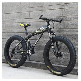 FANG Fat Tyre Mountain Bike FANG Adult Mountain Bikes, Boys Girls Fat Tire Mountain Trail Bike, Dual Disc Brake Hardtail Mountain Bike, High-carbon Steel Frame, Bicycle, Yellow D, 26 Inch 21 Speed