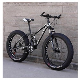 FANG Fat Tyre Mountain Bike FANG Adult Mountain Bikes, Fat Tire Dual Disc Brake Hardtail Mountain Bike, Big Wheels Bicycle, High-carbon Steel Frame, New Black, 26 Inch 24 Speed