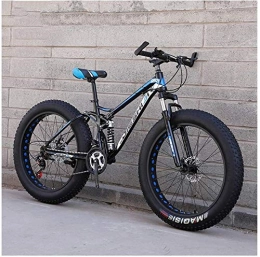 FANLIU Fat Tyre Mountain Bike FANLIU Adult Mountain Bikes, Fat Tire Dual Disc Brake Hardtail Mountain Bike, Big Wheels Bicycle, High-carbon Steel Frame (Color : New Blue, Size : 24 Inch 27 Speed)
