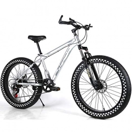 YOUSR Fat Tyre Mountain Bike Fat Tire Bike Hardtail FS Disk Youth Mountain Bikes With Full Suspension Men's Bicycle & Women's Bicycle Silver 26 inch 30 speed