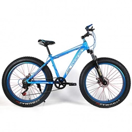 YOUSR Fat Tyre Mountain Bike fat tire bike hardtail FS Disk Youth mountainbikes With full suspension for men and women Blue 26 inch 7 speed