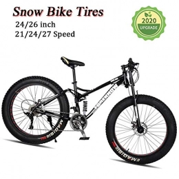 LYRWISHJD Fat Tyre Mountain Bike Fat Tire Mountain Bike 24 Inch 24 Speed Bicycle Exercise Bikes With Shock-absorbing Front Fork And Central Shock Absorber For Beach, Snow, Cross-country, Fitness ( Color : Black , Size : 24 inch )