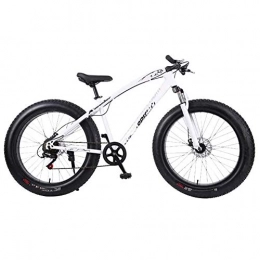 Ti-Fa Bike Fat Tire Mountain Bike 26 Inch Dual Full Suspension High Carbon Steel Frame, Deceleration Spring Front Fork Mechanical Disc Brake for Teens Men And Women, White, 7 speed