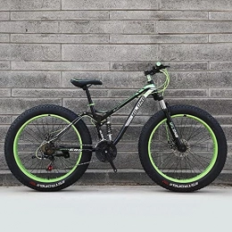 QLOFEI Bike Fat Tire Mountain Bikes for Men 26 Inch, Full Suspension Trail Bikes Women Adult Kids Age12 All-Terrain Fat Tire Mountain Bike21-27-30 Speed Mountain Bikes, Los Angeles Courier station, green2, 21 speed