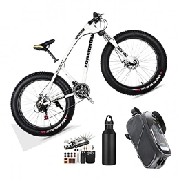  Fat Tyre Mountain Bike For Adults 26" Mountain Bikes7 Speed Bicycle, Adult Fat Tire Mountain Trail Bike (Free Bicycle Travel Package), White