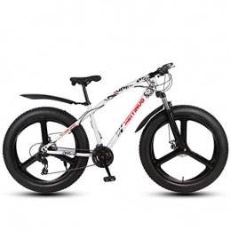 FXMJ Bike FXMJ Fat Tire Mens Mountain Bike, Double Disc Brake / Cruiser Bikes, Beach Snowmobile Bicycle, 26 inch Aluminum Alloy Wheels, 27 Speed 3 Spoke, White