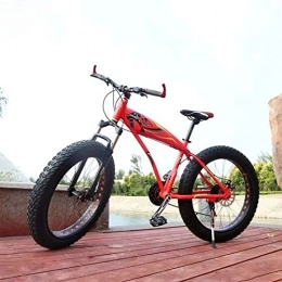 GaoGaoBei Fat Tyre Mountain Bike GaoGaoBei 21 Speed Fat Tire Full Suspension Mountain Bike / Beach Cruiser Bicycle For Men Beach Bicycle Atv Bicycle Snowbike And Beach Bicycle, Red, 26", Super