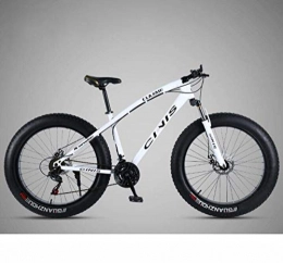 GASLIKE Fat Tyre Mountain Bike GASLIKE 26 Inch Bicycle Mountain Bike Hardtail for Men's Womens, Fat Tire MTB Bikes, High-Carbon Steel Frame, Shock-Absorbing Front Fork And Dual Disc Brake, White, 30 speed