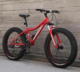 GASLIKE Fat Tyre Mountain Bike GASLIKE 26 Inch Mountain Bike for Adults Men And Women Hard Tail Bicycle, High Carbon Steel Frame And Wheels, Front Suspension Spring Fork, Double Disc Brake, red, 24 speed