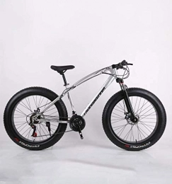 GASLIKE Bike GASLIKE Fat Tire Adult Mountain Bike, High-Carbon Steel Frame Cruiser Bikes, Beach Snowmobile Bicycle, Double Disc Brake 26 Inch Wheels, Silver, 27 speed