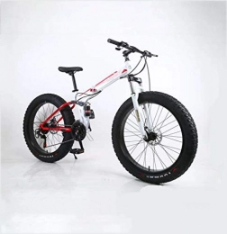 GASLIKE Bike GASLIKE Folding Fat Tire Mens Mountain Bike, 17-Inch Double Disc Brake / High-Carbon Steel Frame Bikes, 7 Speed, Snowmobile Bicycle 24 inch Wheels, A