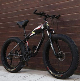 GASLIKE Fat Tyre Mountain Bike GASLIKE Mountain Bike Bicycle for Adults, Fat Tire Hardtail MBT Bike, High-Carbon Steel Frame, Dual Disc Brake, 26 Inch Wheels, Black, 21 speed