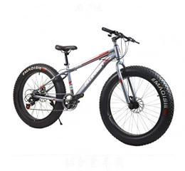 GASLIKE Fat Tyre Mountain Bike GASLIKE Mountain Bike for Adults, 17-Inch High Carbon Steel Frame, 7-Speed, 26-Inch Aluminum Alloy Wheels, Double Disc Brake, Gray