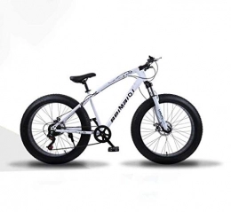 GFF Fat Tyre Mountain Bike GFF Mountain Bikes, 26 Inch Fat Tire Hardtail Mountain Bike, Dual Suspension Frame And Suspension Fork All Terrain Mountain Bicycle, Men's And Women Adult, 24 speed, White spoke