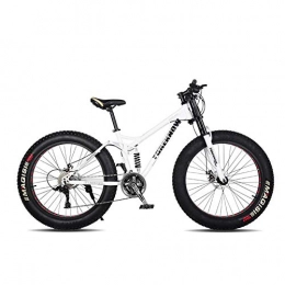 Giow Fat Tyre Mountain Bike Giow 24" 26" Mountain Bicycle, 24-Speed Mountain Bike with Disc Brake, Steel Frame, White, 24in