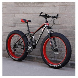 Giow Fat Tyre Mountain Bike Giow Adult Mountain Bikes, Fat Tire Dual Disc Brake Hardtail Mountain Bike, Big Wheels Bicycle, High-carbon Steel Frame, Red, 26 Inch 21 Speed