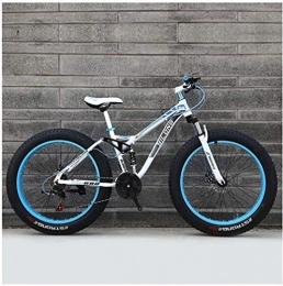 Giow Fat Tyre Mountain Bike Giow Variable Speed Mountain Bikes, High-carbon Steel Frame, Dual Disc Brake Hardtail 24 / 26 Inches All Terrain Cross-country Mountain Bicycle Anti-Slip Bikes (Color : 21 speed, Size : 26 inches)