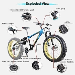 GJZM Bike GJZM Mountain Bikes 27 Speed, Mountain Bicycle Dual Disc Brake, Overdrive Fat Tire Bicycle 26 Inch Blue
