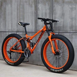 GL SUIT Fat Tyre Mountain Bike GL SUIT Adult Mountain Bikes, 24 Inch Fat Tire Hardtail Mountain Bike, 7 / 21 / 24 / 27 Speed Mountain Bicycle, for Men And Women Outdoor Riding, Orange, 7 speed