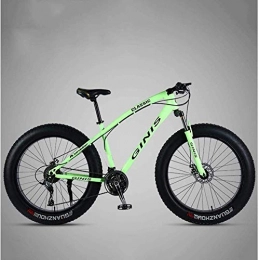 GQQ Fat Tyre Mountain Bike GQQ 26-Inch Mountain Bikes, Dual Disc Brakes Fat Tire Mountain Bike Trail, Variable Speed Bicycle, Adjustable Seat Bicycle, High-Carbon, Black, 24 Speed Spoke, Green
