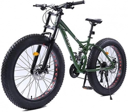 GQQ Fat Tyre Mountain Bike GQQ 26 Inches Mountain Bikes, Variable Speed Bicycle Disc Brakes Fat Tire Mountain Bike Trail, Hardtail Bicycle, High-Carbon Steel Frame, Orange, 24 Speed, Green
