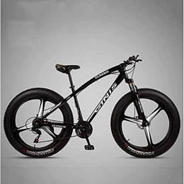 GQQ Fat Tyre Mountain Bike GQQ Hardtail Mountain Biking, High-Carbon Steel Frame 4.0 Fat Tire Mountain Bike Trail, Variable Speed Bicycle with Hydraulic Disc, White, 21 Speed, Black
