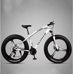 GQQ Fat Tyre Mountain Bike GQQ Hardtail Mountain Biking, High-Carbon Steel Frame 4.0 Fat Tire Mountain Bike Trail, Variable Speed Bicycle with Hydraulic Disc, White, 21 Speed, White