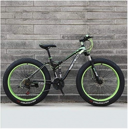 GQQ Fat Tyre Mountain Bike GQQ Mountain Bike, Variable Speed Bicycle Frame Made of Carbon Steel Hardtail Bikes, Bike with Disc Brakes, Fats Bicycle Tires, Blue, 26 inch 24 Speed, Green