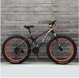 GQQ Fat Tyre Mountain Bike GQQ Mountain Bike, Variable Speed Bicycle Frame Made of Carbon Steel Hardtail Bikes, Bike with Disc Brakes, Fats Bicycle Tires, Blue, 26 inch 24 Speed, Orange