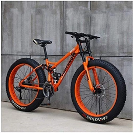 GQQ Fat Tyre Mountain Bike GQQ Mountain Tricycle for Adults, Fat Tire Men's Variable Speed Bicycle, 26-Inch / High-Strength Steel Frame, 21 / 24 / 27-Speed, Orange, 24 Speed, Orange