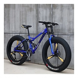 GUHUIHE Fat Tyre Mountain Bike GUHUIHE 26 Inch Wheel 27 Speed Adult Mountain Fat Bike Variable Speed Road Bicycle Off-road Snowmobile Men Outdoor Ride MTB (Color : Blue 3 knife wheel, Size : 7 Speed)