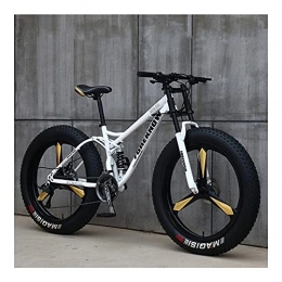 GUHUIHE Fat Tyre Mountain Bike GUHUIHE 26 Inch Wheel 27 Speed Adult Mountain Fat Bike Variable Speed Road Bicycle Off-road Snowmobile Men Outdoor Ride MTB (Color : White 3 knife wheel, Size : 21 Speed)