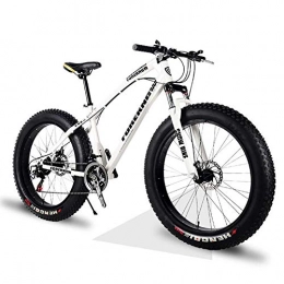 GuoEY Fat Tyre Mountain Bike GuoEY 26 / 24 Inch Dual Disc Brake Mountain Snow Beach Fat Tire Variable Speed Bicycle, High Elasticity Comfortable Wide Large Saddle 21 Speed Change, Let You Ride Freely, White, 24IN