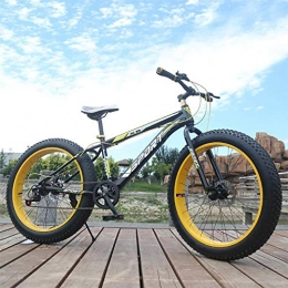 GuoEY Fat Tyre Mountain Bike GuoEY 26 Inch 7 Speed Snow Bike Fat Tire Beach, Variable Speed Mountain Bike Double Disc Brake Shock Absorption Bicycle, High Carbon Steel Frame | Bold Tires | Sensitive Speed Change, Black