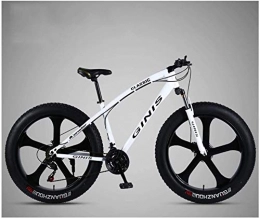 H-ei Bike H-ei 26 Inch Mountain Bicycle, High-carbon Steel Frame Fat Tire Mountain Trail Bike, Men's Womens Hardtail Mountain Bike with Dual Disc Brake (Color : White, Size : 21 Speed 5 Spoke)
