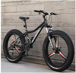 H-ei Fat Tyre Mountain Bike H-ei 26 Inch Mountain Bikes, High-carbon Steel Hardtail Mountain Bike, Fat Tire All Terrain Mountain Bike, Women Men's Anti-Slip Bikes (Color : Black, Size : 24 Speed 3 Spoke)