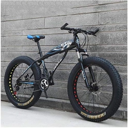 H-ei Fat Tyre Mountain Bike H-ei Adult Mountain Bikes, Boys Girls Fat Tire Mountain Trail Bike, Dual Disc Brake Hardtail Mountain Bike, High-carbon Steel Frame, Bicycle (Color : Blue B, Size : 24 Inch 21 Speed)