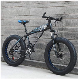 H-ei Fat Tyre Mountain Bike H-ei Adult Mountain Bikes, Boys Girls Fat Tire Mountain Trail Bike, Dual Disc Brake Hardtail Mountain Bike, High-carbon Steel Frame, Bicycle (Color : Blue C, Size : 24 Inch 21 Speed)