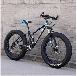 H-ei Fat Tyre Mountain Bike H-ei Adult Mountain Bikes, Fat Tire Dual Disc Brake Hardtail Mountain Bike, Big Wheels Bicycle, High-carbon Steel Frame (Color : New Blue, Size : 26 Inch 21 Speed)
