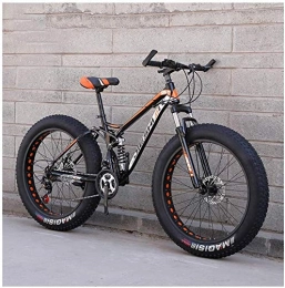 H-ei Fat Tyre Mountain Bike H-ei Adult Mountain Bikes, Fat Tire Dual Disc Brake Hardtail Mountain Bike, Big Wheels Bicycle, High-carbon Steel Frame (Color : New Orange, Size : 24 Inch 24 Speed)