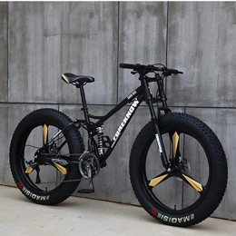 Hadishi Fat Tyre Mountain Bike Hadishi 26In Mountain Trail Bike, Super Wide 4.0 Big Tires High Carbon Steel Outroad Bicycles, Speed Bicycle Full Suspension MTB Gears Dual Disc Brakes Mountain Bicycle, black, 26inch 7speed