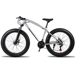 HALASHAO Fat Tyre Mountain Bike HALASHAO Adult mountain bike, giant mountain bike 26 * 17 inch fat bike, off-road beach snow bike, variable speed mountain bike 4.0 wide tires, adult outdoor riding, Silver, 21 speed