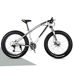 HAZYJT Fat Tire Mountain Bike, 7-Speed, 20-inch Wheels,High Carbon Steel Frame Snow Bikes for Adults,Silver