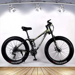 HCMNME Fat Tyre Mountain Bike HCMNME durable bicycle Adult Fat Tire Mountain Bike, All-Terrain Suspension Snow Bikes, Double Disc Brake Beach Cruiser Bicycle, 26 Inch Wheels, 21Speed Men Women General Purpose Alloy frame wit