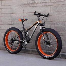 HCMNME Fat Tyre Mountain Bike HCMNME durable bicycle Adult Fat Tire Mountain Bike, Beach Snow Bike, Double Disc Brake Cruiser Bikes, Lightweight High-Carbon Steel Frame Bicycle, 24 Inch Wheels Alloy frame with Disc Brakes