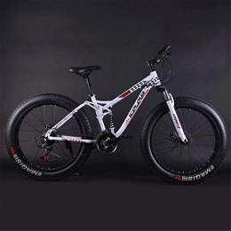 HCMNME Fat Tyre Mountain Bike HCMNME durable bicycle Adult Fat Tire Mountain Bike, Beach Snow Bike, Double Disc Brake Cruiser Bikes, Professional Grade Mens Mountain Bicycle 24 Inch Wheels Alloy frame with Disc Brakes